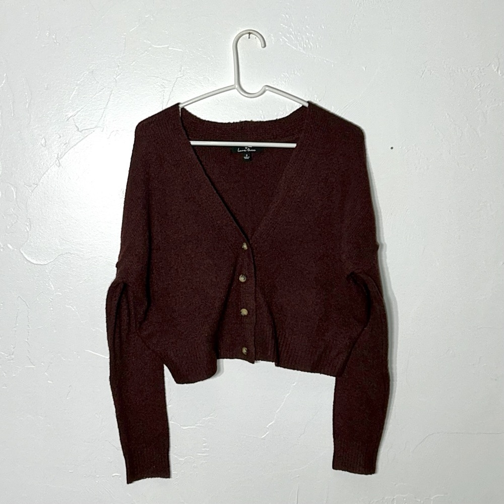 Love Tree Knit Cropped Button Down Cardigan